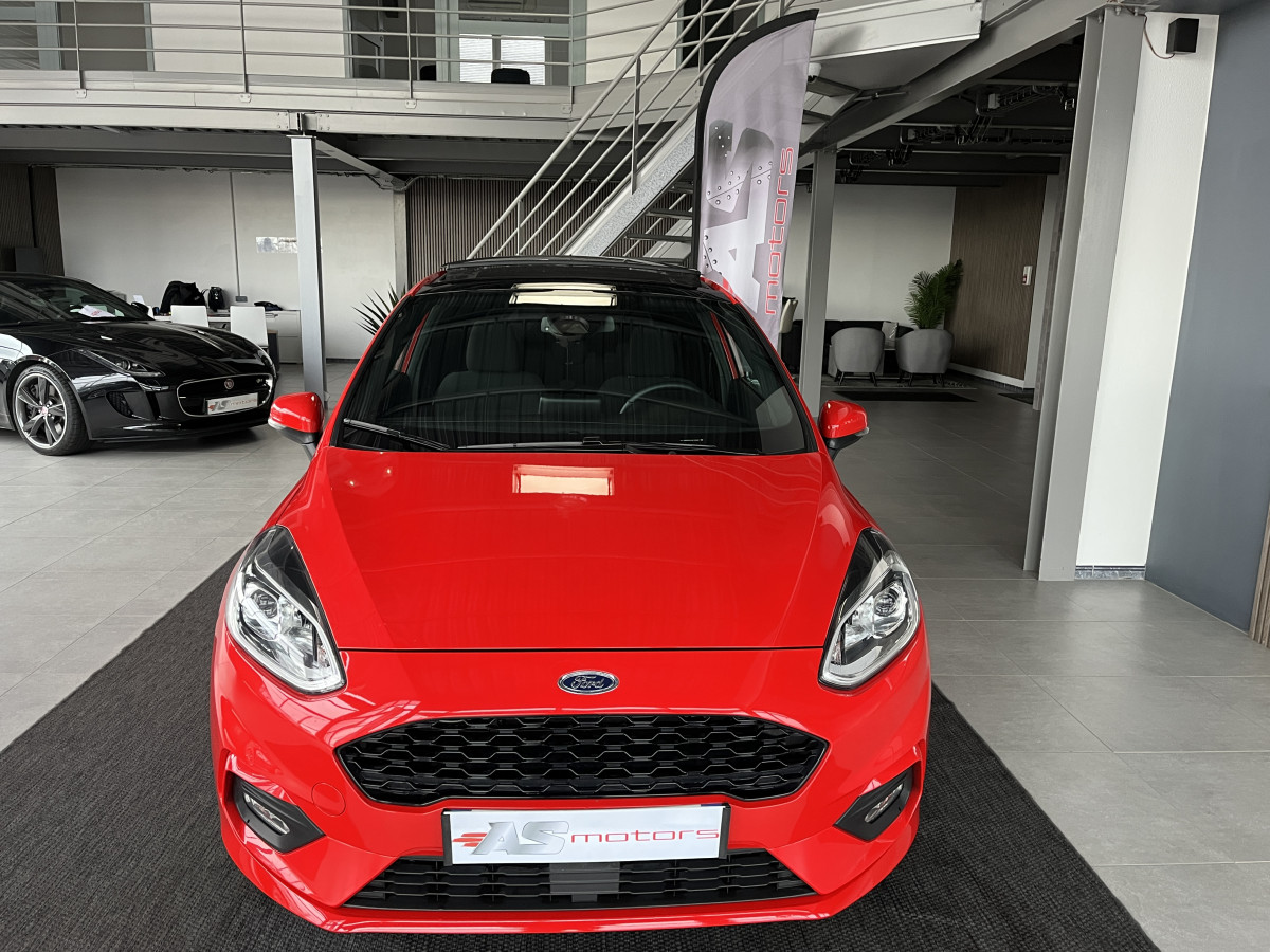 FORD FIESTA 1,0 125 ST LINE HYBRID TOIT PANORAMIQUE OUVRANT GPS ANDROID APPLE CARPLAY PARK PILOT REGULATEUR LIMITEUR FEUX HALOGENE JANTES 18 EXCELLENT ETAT