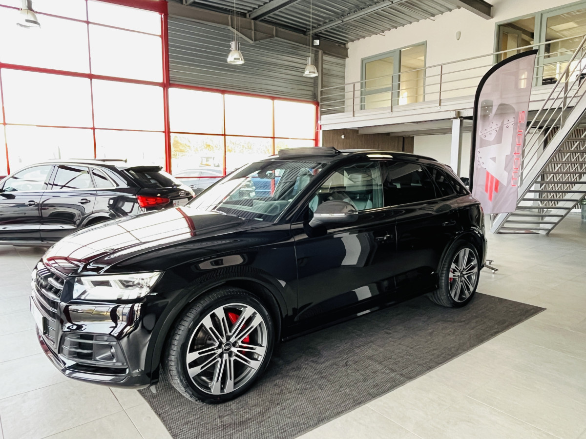 AUDI SQ5 TDI V6 347 BVA8 QUATTRO ATTELAGE  TOIT PANORAMIQUE GPS CAMERA KEYLESS ACC DCC  HIFI B&O APPLE CARPLAY  REGULATEUR ADAPTATIF FULL BLACK MATRIX LED  DRIVE SELECT JANTES 21  EXCELLENT ETAT