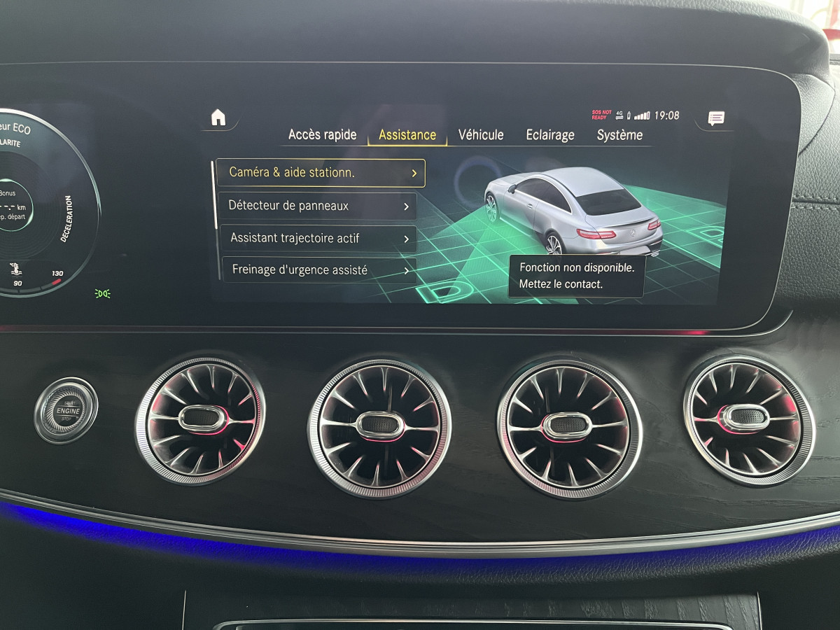 MERCEDES CLASSE E COUPE 220 CDI 194 AMG LINE 9G-TRONIC TOIT PANORAMIQUE OUVRANT GPS CAMERA KEYLESS APPLE CARPLAY HIFI BURMESTER  VIRTUAL COCKPIT PARK PILOT MBUX PACK AMG FEUX FULL LED JANTES ALU 20 EXCELLENT ETAT