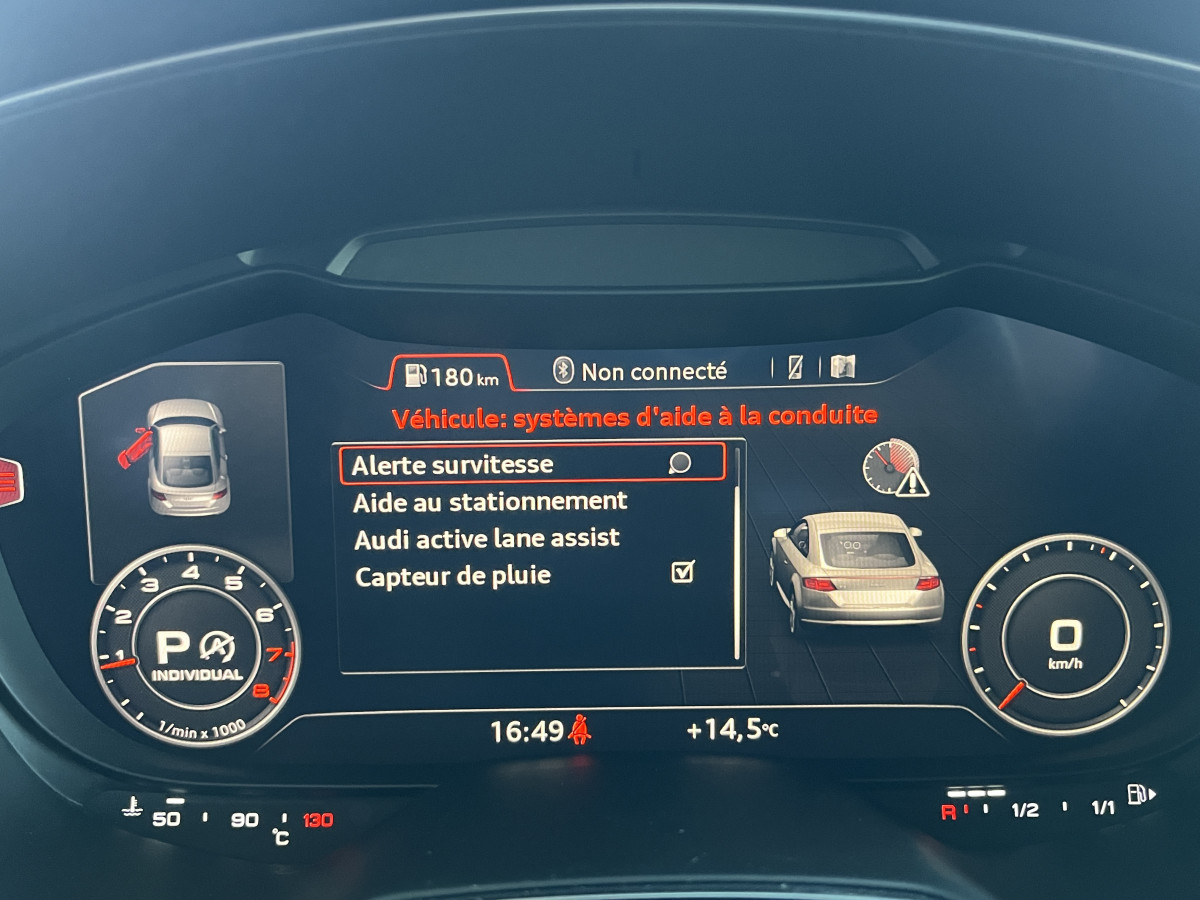 AUDI TT 2,0 TFSI 230 S-LINE  QUATTRO S-TRONIC 6 GPS  KEYLESS DRIVE SELECT REGULATEUR LIMITEUR  HIFI B&O SIEGES RS FEUX FULL LED JANTES 19 RS EXCELLENT ETAT