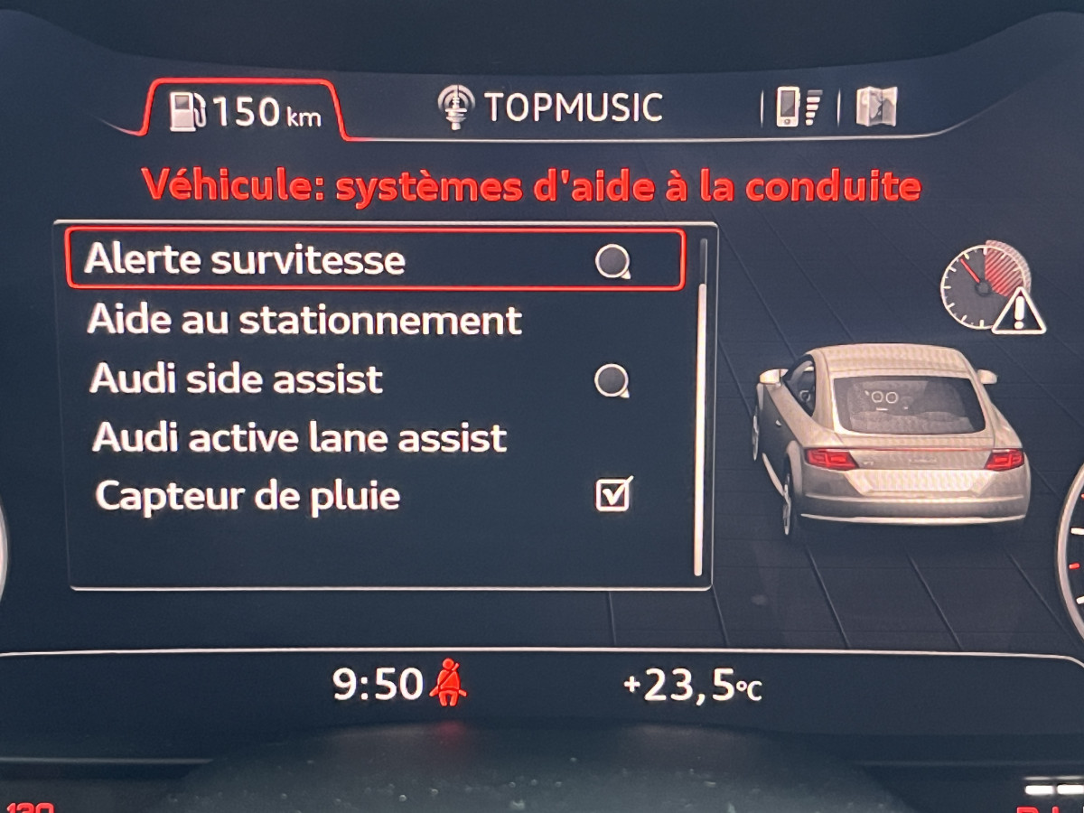 AUDI TT COUPÉ  2,0 TFSI 230 S-LINE GPS VIRTUAL COCKPIT AUDI SOUND  KEYLESS DRIVE SELECT REGULATEUR LIMITEUR  SIEGES RS FEUX FULL LED JANTES 19 RS EXCELLENT ETAT