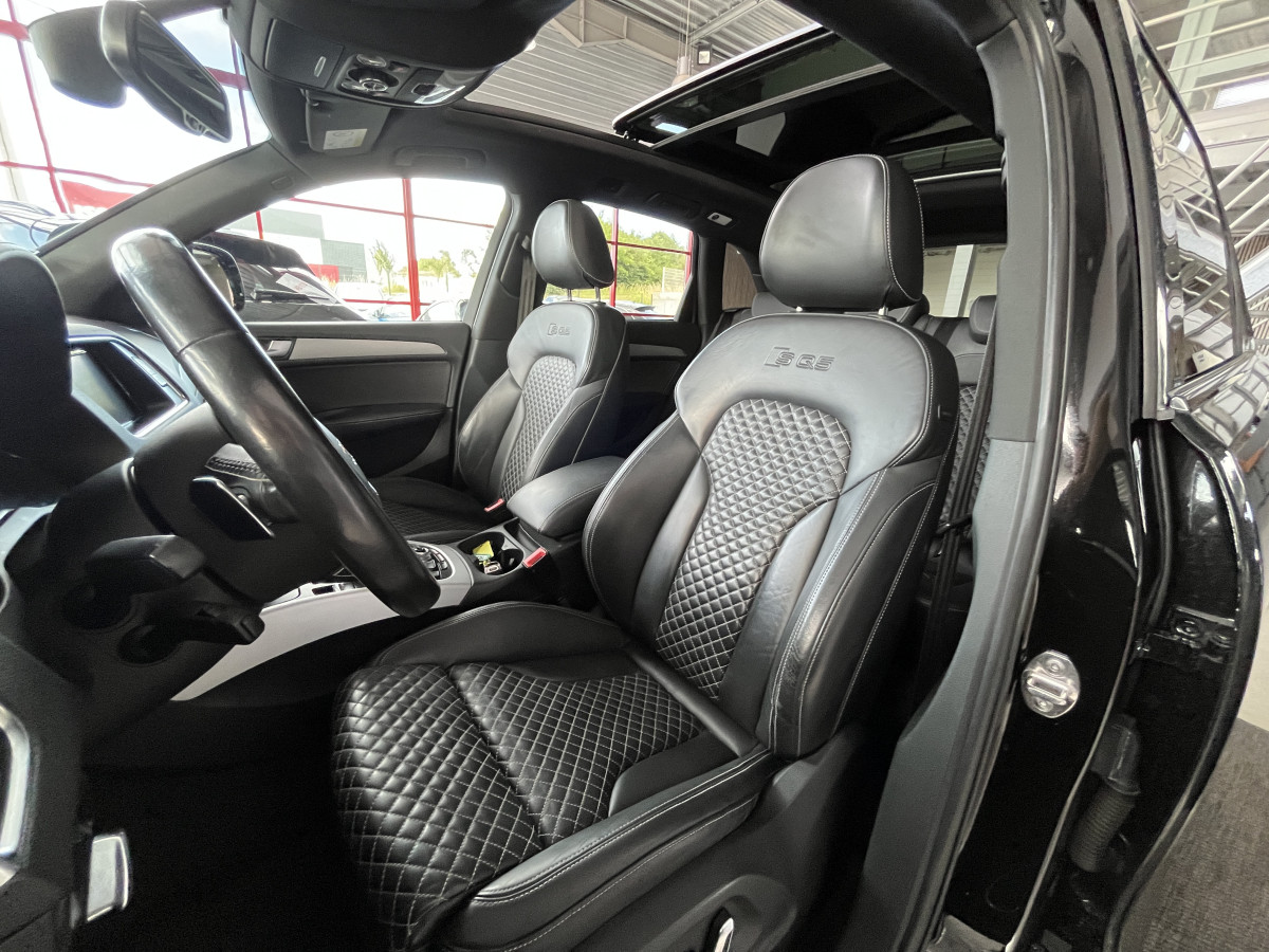 AUDI SQ5 3,0 V6 TDI 340 PLUS  BVA8 QUATTRO  ATTELAGE TOIT PANORAMIQUE OUVRANT  GPS CAMERA HIFI B&O REGULATEUR ADAPTATIF  KEYLESS BI-XENON  PARK PILOT DRIVE SELECT SIEGES MATELASSÉ JANTES 21 EXCELLENT ETAT