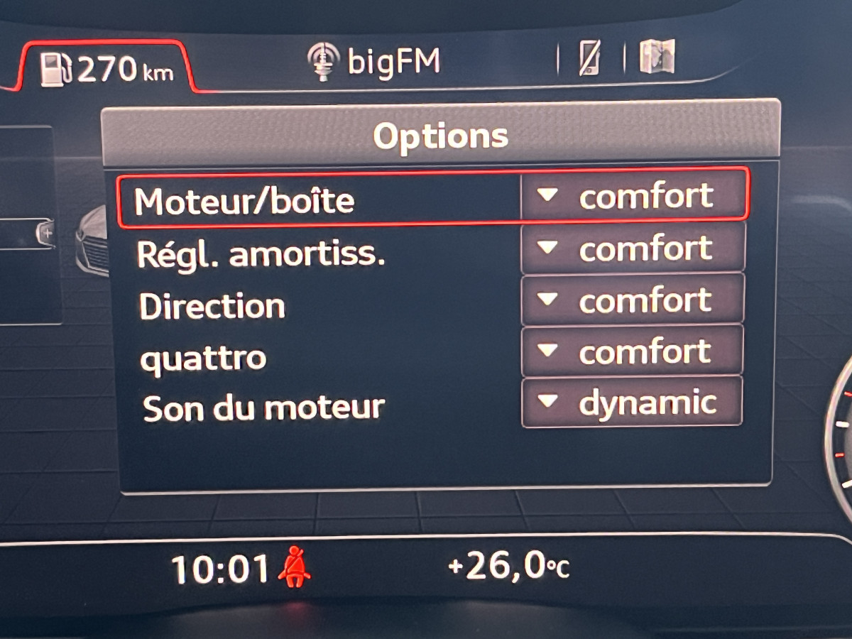 AUDI TTRS 2,5 TFSI 400 QUATTRO S-TRONIC 7 GPS CAMERA PACK CARBON  AUDI MAGNETIC RIDE  DRIVE SELECT REGULATEUR LIMITEUR  ECHAPPEMENT RS HIFI B&O SIEGES RS FEUX FULL LED EXCELLENT ETAT