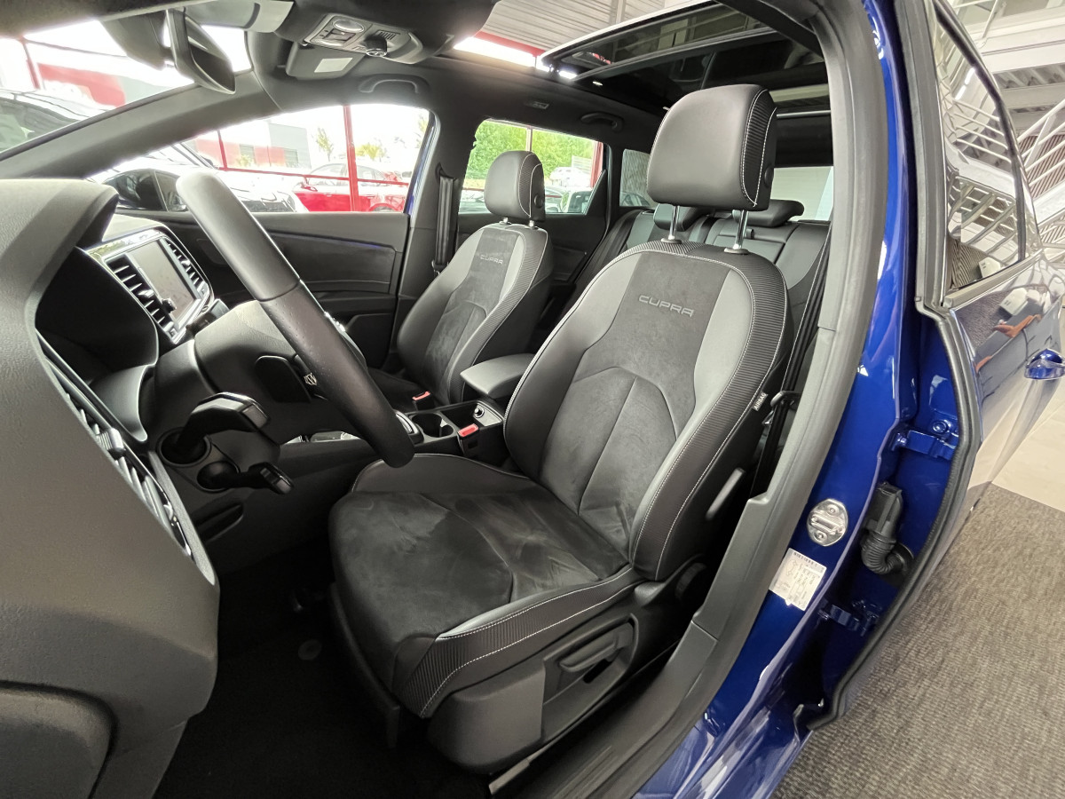 SEAT LEON ST 2,0 TSI 300 DSG6 4DRIVE TOIT PANORAMIQUE OUVRANT GPS CAMERA KEYLESS APPLE CARPLAY ACC DCC REGULATEUR ADAPTATIF SEAT SOUND DRIVE PROFILE PARK PILOT JANTES 19 EXCELLENT ETAT