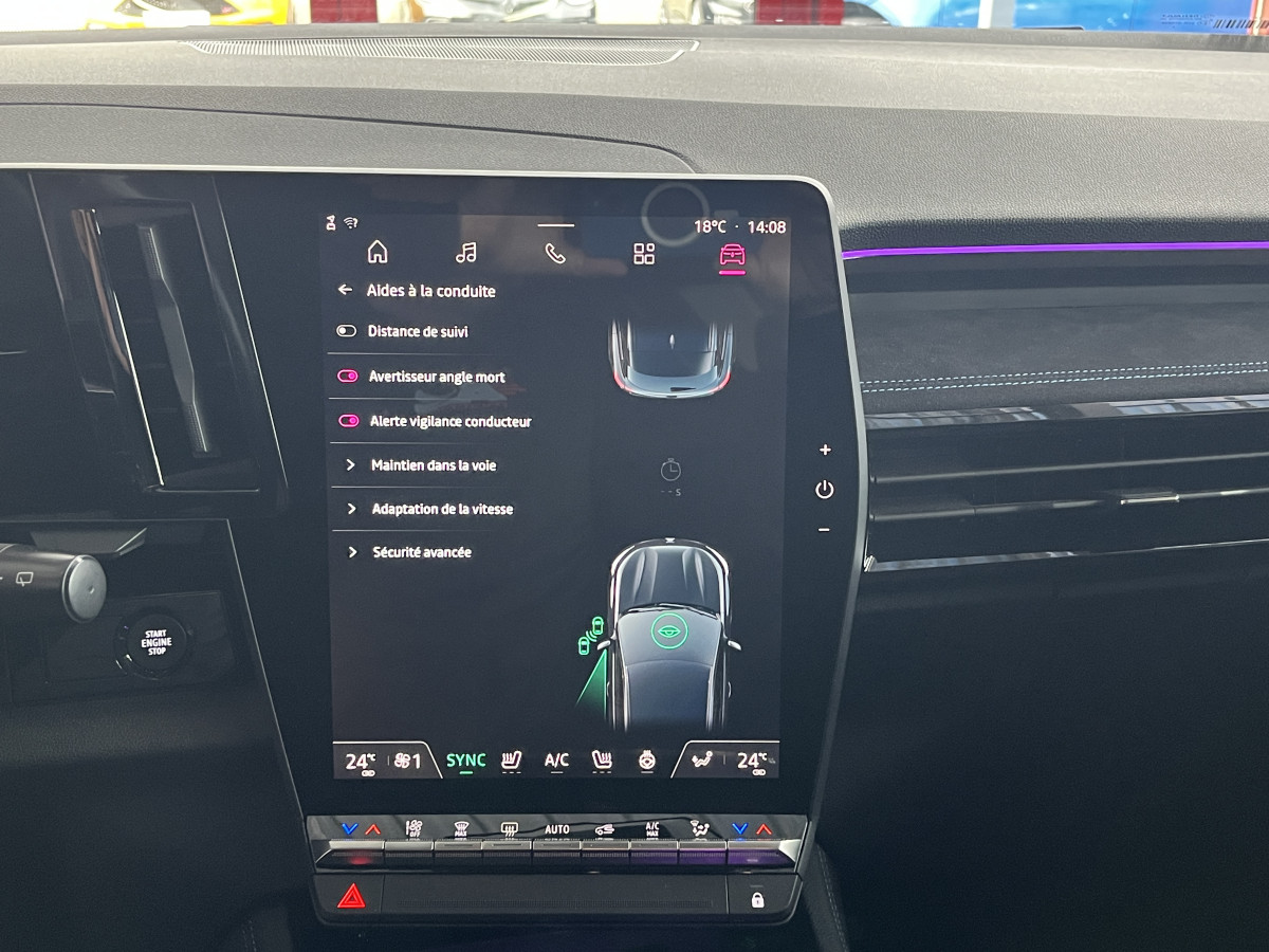 RENAULT AUSTRAL ICONIC ESPRIT ALPINE E-TECH FULL HYBRID 200 ATTELAGE GPS CAMERA 360 KEYLESS APPLE CARPLAY REGULATEUR ADAPTATIF LIMITEUR FULL LED VISION PARK PILOT AV-AR JANTES 20 EXCELLENT ETAT