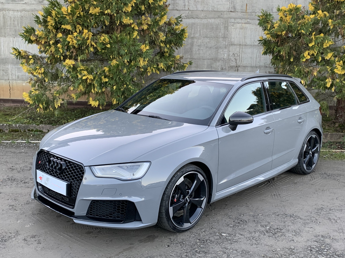 AUDI RS3 SPORTBACK 2,5 TFSI 367 S-TRONIC QUATTRO GRIS NARDO ECHAPPEMENT SPORT RS HIFI B&0 GPS BLUETOOTH SIEGES SPORT CAPITONE JANTES ROTOR FEUX FULL LED CAMERA