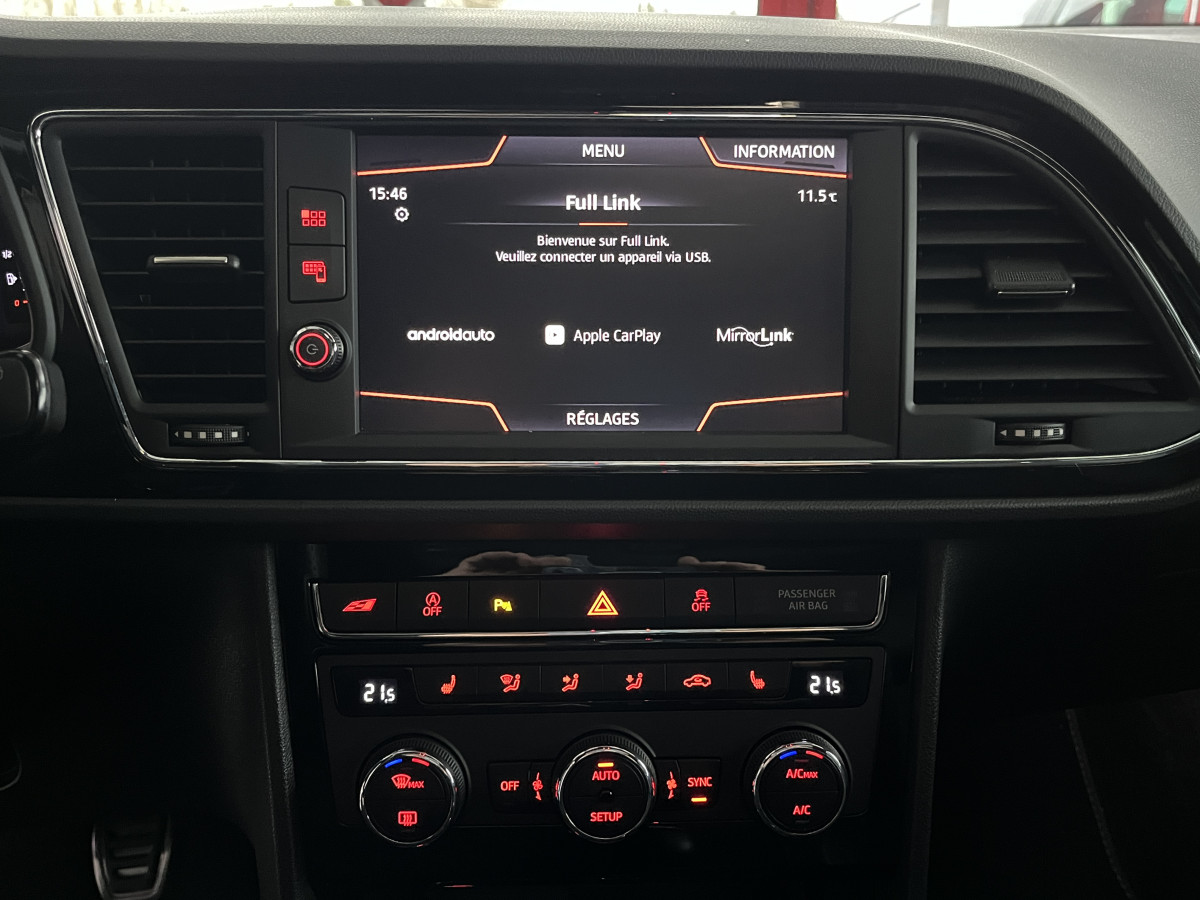 SEAT LEON CUPRA 2,0 TSI 300 TOIT PANORAMIQUE GPS CAMERA ACC DCC FULL LED KEYLESS APPLE CARPLAY ETAT NEUF