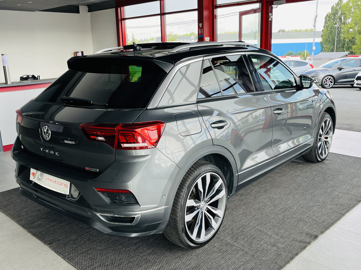 VOLKSWAGEN T-ROC 2,0 TSI 190 R-LINE DSG7 4MOTION TOIT PANORAMIQUE OUVRANT ATTELAGE  APPLE CARPLAY  DMS  ACC GPS CAMERA VIRTUAL COCKPIT HIFI BEATS FULL LED REGULATEUR LIMITEUR JANTE 19 EXCELLENT ETAT