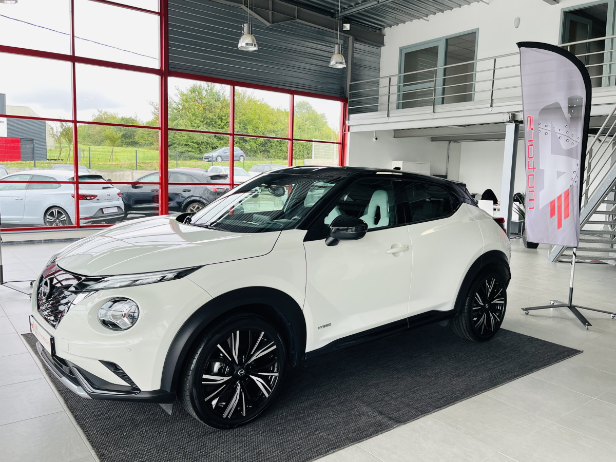 NISSAN JUKE 1,6 HYBRID 143 N-DESIGN GPS CAMERA 360 KEYLESS REGULATEUR LIMITEUR FEUX LED HIFI BOSE APPLE CARPLAY PACK HIVER ETAT NEUF