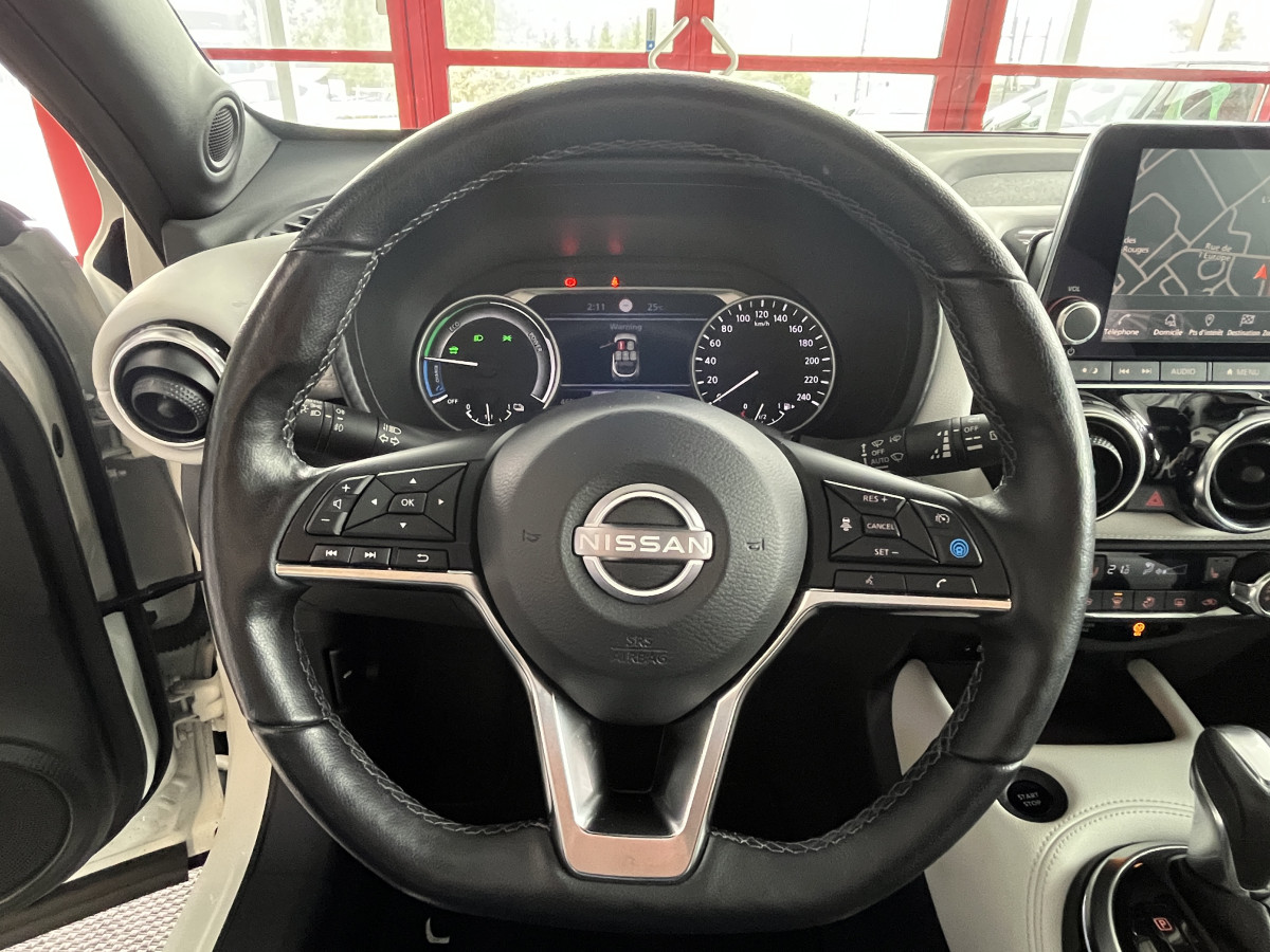 NISSAN JUKE 1,6 HYBRID 143 N-DESIGN GPS CAMERA 360 KEYLESS REGULATEUR LIMITEUR FEUX LED HIFI BOSE APPLE CARPLAY PACK HIVER ETAT NEUF