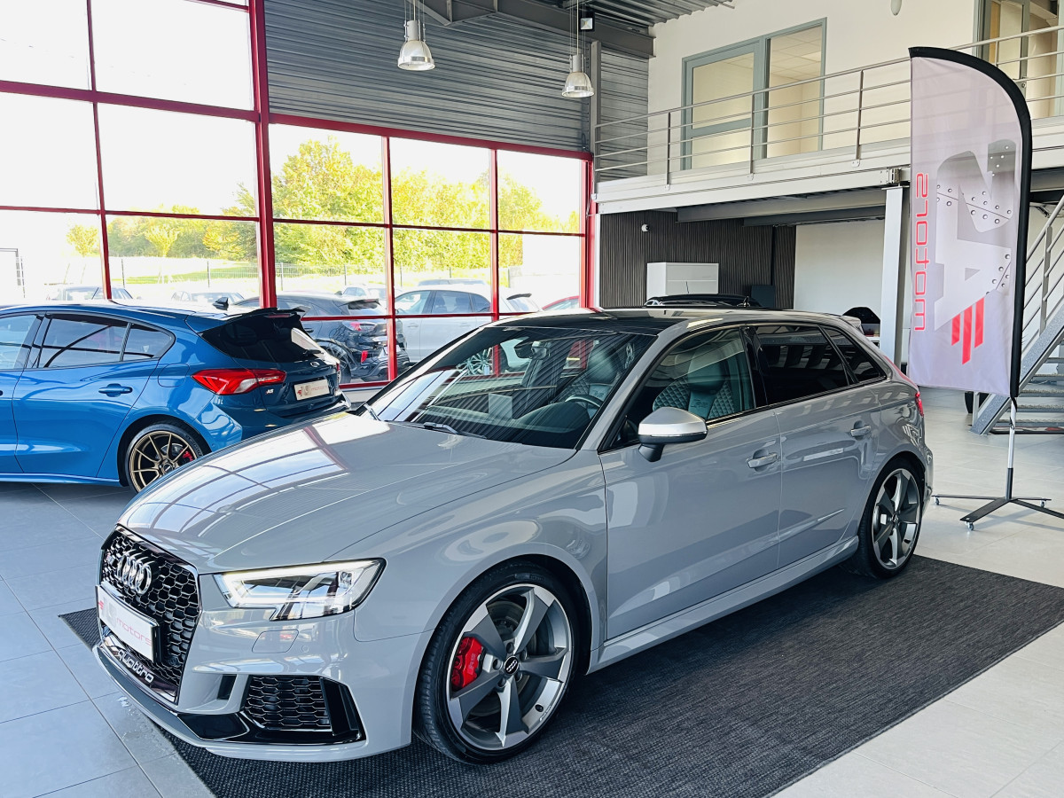 AUDI RS3 SPORTBACK 2,5 TFSI 400 S-TRONIC 7 QUATTRO GPS CAMERA DCC HIFI BANG & OLUFSEN MAGNETIC RIDE APPLE CARPLAY DRIVE SELECT SIEGES RS ECHAPPEMENT RS  FULL LED JANTES ROTOR 19  EXCELLENT ETAT